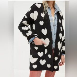 Maeve Anthropologie Black and White long cardigan sweater